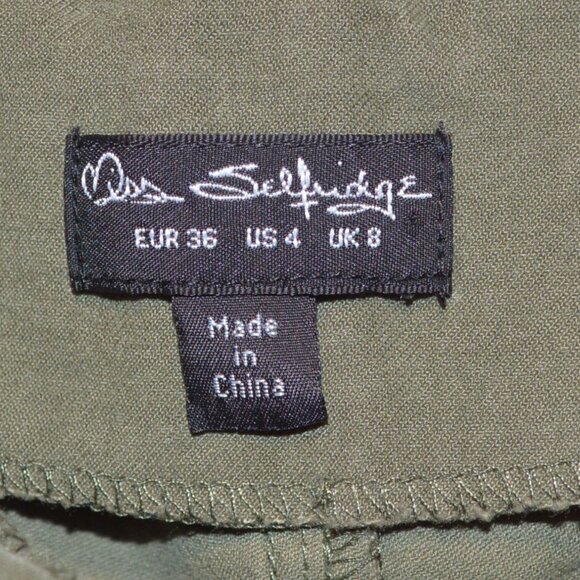 Miss Selfridge 4 Olive High Waist Cropped Pants Wide Leg - Picture 5 of 7